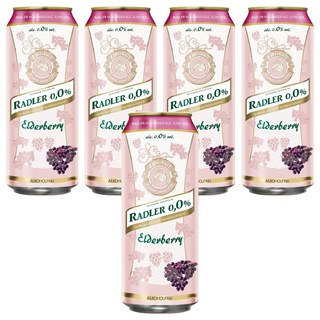 RADLER 萊德 0.0%無酒精啤酒風味飲, 接骨木果, 天然釀造,保留啤酒花風味, 500ml, 5罐