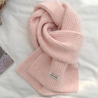 日系高質感羊毛圍巾圍脖 160公分 加厚保暖 披肩二用, 185 x 70cm, 櫻花粉