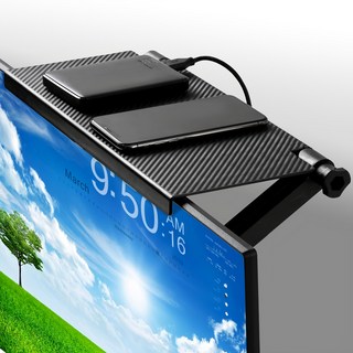 MONACO OLIVE 免安裝電視螢幕頂部置物架, 黑色, 2個