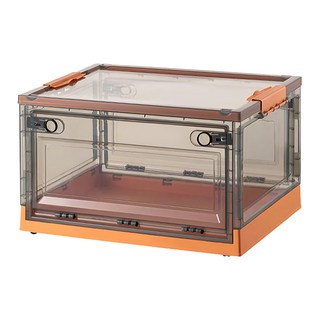 Mega 三開式折疊收納箱 加大款 約80L, 60 x 42 x 34cm, 粉粉橘 + 茶色, 1個