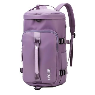 LVQUE 多功能兩用運動旅行包, 26 x 23 x 45cm, 淺紫色, 獨立鞋倉/乾溼分離袋, 1個