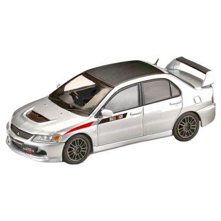 Hobby JAPAN 三菱 MITSUBISHI LANCER EVOLUTION 9 MR GSR JDM改裝版 附展示引擎, 1/64 酷銀金屬色, 1個