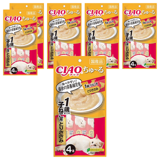 INABA CIAO 啾嚕 肉泥 1歲幼貓用 SC-174 14gx4本, 雞肉, 56g, 6袋