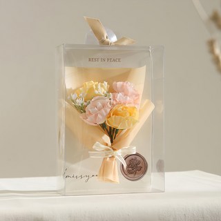 beautifuldecosense 仿真花 雅娜玫瑰 骨灰罈 掃墓用 迷你花束, 1個, 黃色