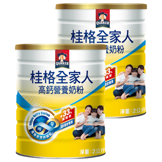 QUAKER 桂格 全家人高鈣奶粉, 2kg, 2罐