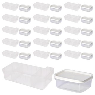 cimelax 冰箱扁平收納盒 260ml 附收納托盤 小 白色 16個 1組