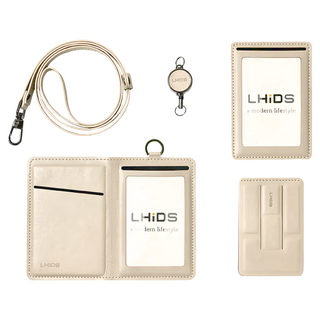 LHiDS 翻轉磁吸識別證, 直式14.4 x 10.5cm 折疊10.5 x 7cm, 砂礫杏