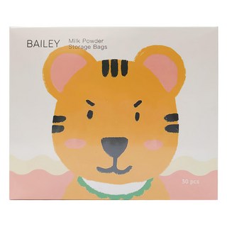 BAILEY 拋棄式奶粉袋 虎寶寶, BPA FREE, 雙層拉鍊, 安全材質, 易於攜帶, 30個, 1盒