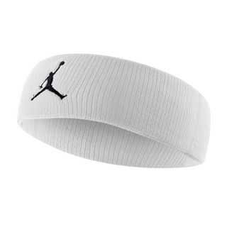 NIKE 耐吉 JORDAN 喬丹 DRI-FIT 單色頭帶, 96% 尼龍 4% 橡膠, 單一尺寸, 1條, 白色