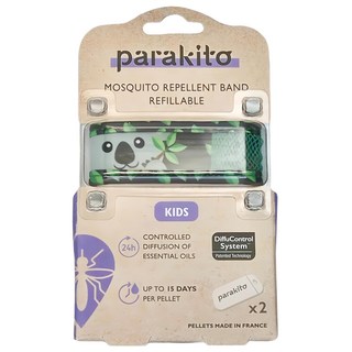 PARA'KITO 帕洛 天然精油防蚊兒童手環 24小時防蚊 防水 植物活性成分 適用於6個月以上嬰幼兒 法國製造, 無尾熊款, 1個, 10g