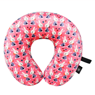 DQ 護頸記憶枕/午睡枕/旅行枕 U型 粉紅兔 柔軟舒適 記憶棉支撐 可拆洗