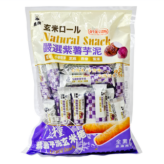 黑熊 五糧紫薯芋泥玄米捲 嚴選紫薯芋泥 糙米 小麥胚芽 芝麻 燕麥 紫米, 400g, 1袋