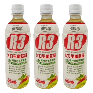 Glory Nutria 維維樂 R3活力平衡飲品PLUS 草莓奇異果口味, 維持消化道健康, 添加葡聚醣900, 低滲透壓補充水分電解質, 500ml, 3瓶