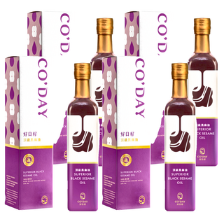 CO'DAY 好日籽 100%鮮榨頂級黑麻油, 低溫壓榨 保留醇厚香氣 適合冬季養生進補, 500ml, 4瓶