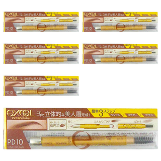 日本 excel 3合1 持久造型眉筆 PD10 紅莓棕, 6支