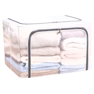 防潮棉被衣服收納箱 含不鏽鋼架, 50 x 40 x 40cm, 透明, 1個
