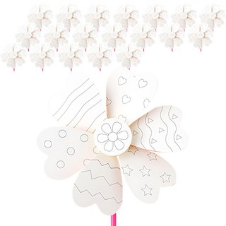 Minhwa Shop 花朵風車製作套組 愛心圖案 UDOPP0148, 白色, 20組