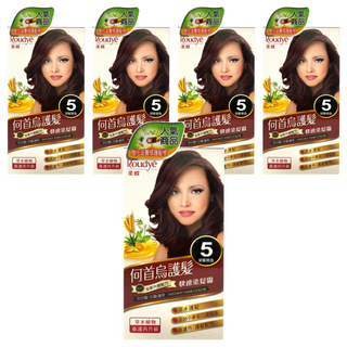 Roudye 柔蝶 何首烏護髮快速染髮霜 草本護髮 灰白髮/白髮適用, 5號 深栗黑色, 5盒