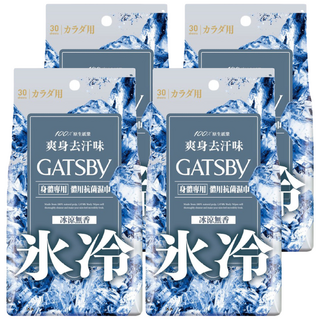 GATSBy 台灣公司貨 體用抗菌濕巾超值包 冰涼無香, 210g, 4包