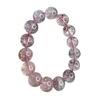 天然草莓超七水晶手珠，11mm/13mm，完美禮物，DIY串珠製作項鍊/耳環/手鍊，增強磁場，提升能量, 草莓超七手珠