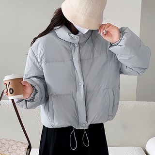 XIANGFENGYIXIAO 相逢一笑 寬鬆立領羽絨外套, XL, 淺藍