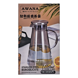 AWANA 米卡莎耐熱玻璃壺 GT-1800 16 x 13 x 23.5cm, 煙灰色, 1.8L, 1個