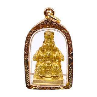 城隆爺 佛牌護身符項鍊吊飾 (加贈開運招財錢), 4 x 2.5 x 1.5cm