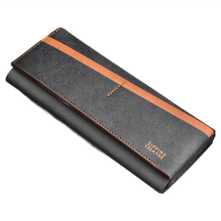 SIPPING CREATIVE 俬品創意 長夾 咖啡黑 紙革材質, 8.6 x 20 x 2.5cm