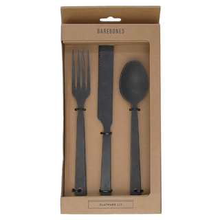 BAREBONES 磨砂仿舊餐具組 - 優雅實用設計, 黑色, 湯匙 + 叉子 + 刀子, 1組