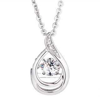 CROSSFOR Dancing Stone 純銀懸浮閃動項鍊, 幸福淚 銀色, 0.7 x 1.2cm (主鑽0.4cm) + 鍊長40+5cm延長鍊, 1條