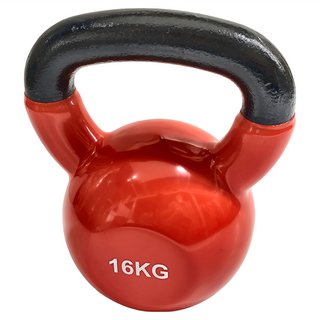 AB Sport 包膠壺鈴 16KG - 鑄鐵與聚氯乙烯 (PVC) 材質, 紅色, 1個