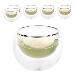 Chikao glass 奇高 耐熱香茗雙層杯 60ml, 透明色, 6個