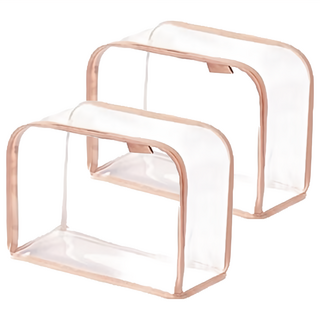 透明包包收納袋, 優質防水PVC材質, 提把款/無提把款, 米白/黑色/粉色, S/M/L/XL/XXL, 2個