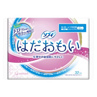 SOFY 蘇菲 日本原裝進口 敏感肌衛生棉 日用量多 無翼型, 21cm, 32片, 1包