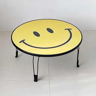 bebewood Bebe Day 萬用摺疊圓桌, 笑臉款 黃色 + 黑色