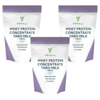 TRYALL 濃縮調味乳清蛋白粉 芋頭牛奶, 含BCAAs, 支鏈胺基酸黃金比例2：1：1, 500g, 3包