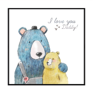 爸爸熊愛你 40x40cm 畫作 PS環保樹脂框+油畫布+松木內框, 黑色框