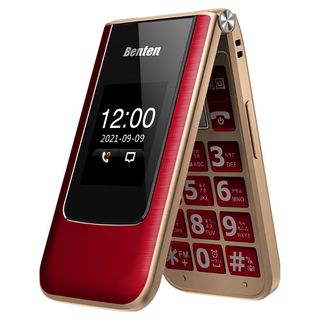 Benten 奔騰 F62+ 4G雙螢幕摺疊按鍵式手機, 紅色 + 金色, 0.256GB