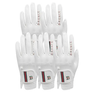 BRENCE 男性用 指線 高爾夫手套 左手用, 5入, 白色