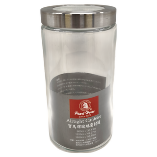 Pearl Horse 寶馬 玻璃密封罐, 0.3cm加厚玻璃, 透明玻璃蓋, 1.65L, 1個