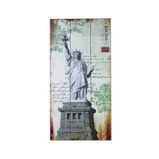 OPUS LOFT 純真年代 仿舊文字木板畫 美國自由女神 W40xD2xH80cm, 80 x 40cm, 無框