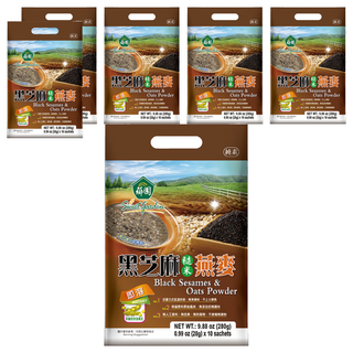 薌園黑芝麻糙米燕麥, 多榖多健康、營養好滋味, 富含膳食纖維並去除糖份, 28g, 10包, 6袋