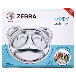 ZEBRA THAILAND 斑馬牌 304不銹鋼兒童卡通餐盤 三格 20cm, 單件, 不鏽鋼色, 1個