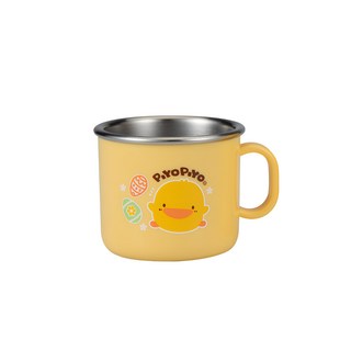 PiYOPiYO 黃色小鴨 不鏽鋼杯, 容量輕巧 易扶持, 內層SUS 304不鏽鋼材質 耐高溫, 無塑化劑 不含重金屬 雙酚A, 寶寶學習飲水杯, 黃色, 180ml, 1個
