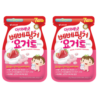ivenet 艾唯格 優格豆豆餅 入口溶化 無添加麩質、鹽、防腐劑 七個月以上的寶寶就能食用, 草莓, 20g, 2包