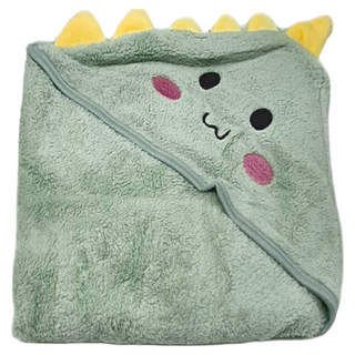 可愛動物造型珊瑚絨寶寶斗蓬浴巾 80 x 80cm C款 綠恐龍, 1條, 綠恐龍, 1條