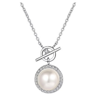 CF Diamond 項鍊 天然淡水珍珠 莫桑鑽 頂級D色FL淨度 完美切割 57個切面 光芒四射 精美歐式禮盒