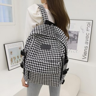 FROM HEAVEN 女性用 Gatt 千鳥格後背包 H807, 黑色
