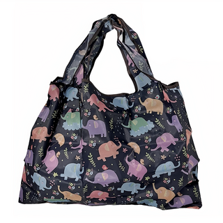 超質感厚實環保購物袋 58x40cm 15~47KG承重 可折疊收納 50g, 彩色快樂象, 1個