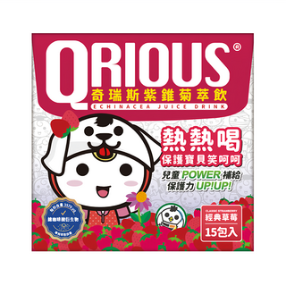 QRIOUS 奇瑞斯 紫錐菊萃飲 草莓 EIAA及USDA雙認證 無添加人工香料、色素、防腐劑, 3.5g, 15包